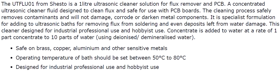 נוזל ניקוי לאמבטיות אולטראסוניות SHESTO UTFLU01 UTFLU05